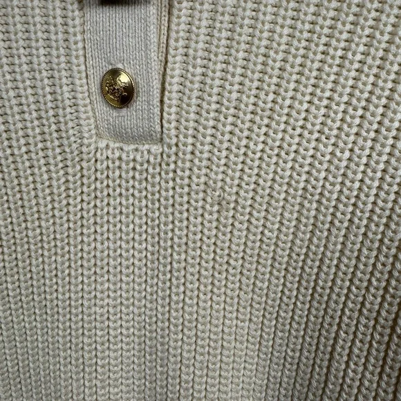 J. Crew Cream Knit Turtleneck Pullover with Gold Buttons - Picture 8 of 11